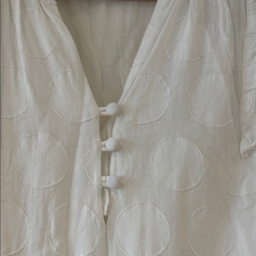 Greylin White Buttoned Ruffled Mini Sundress - Picture 3 of 7